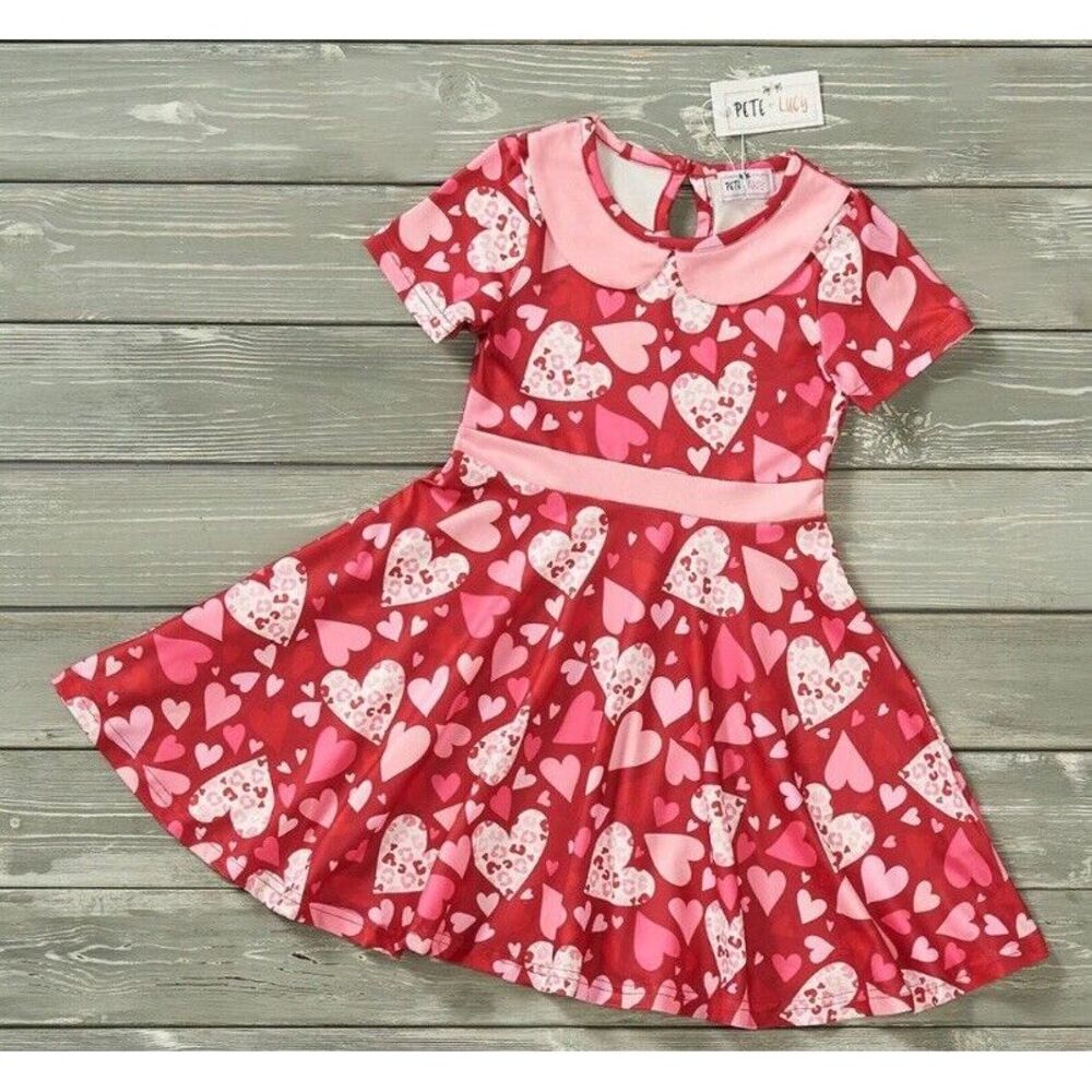 Pete & Lucy Heart Dress Girl's Size 10/12 Short Sleeve NWT Boutique